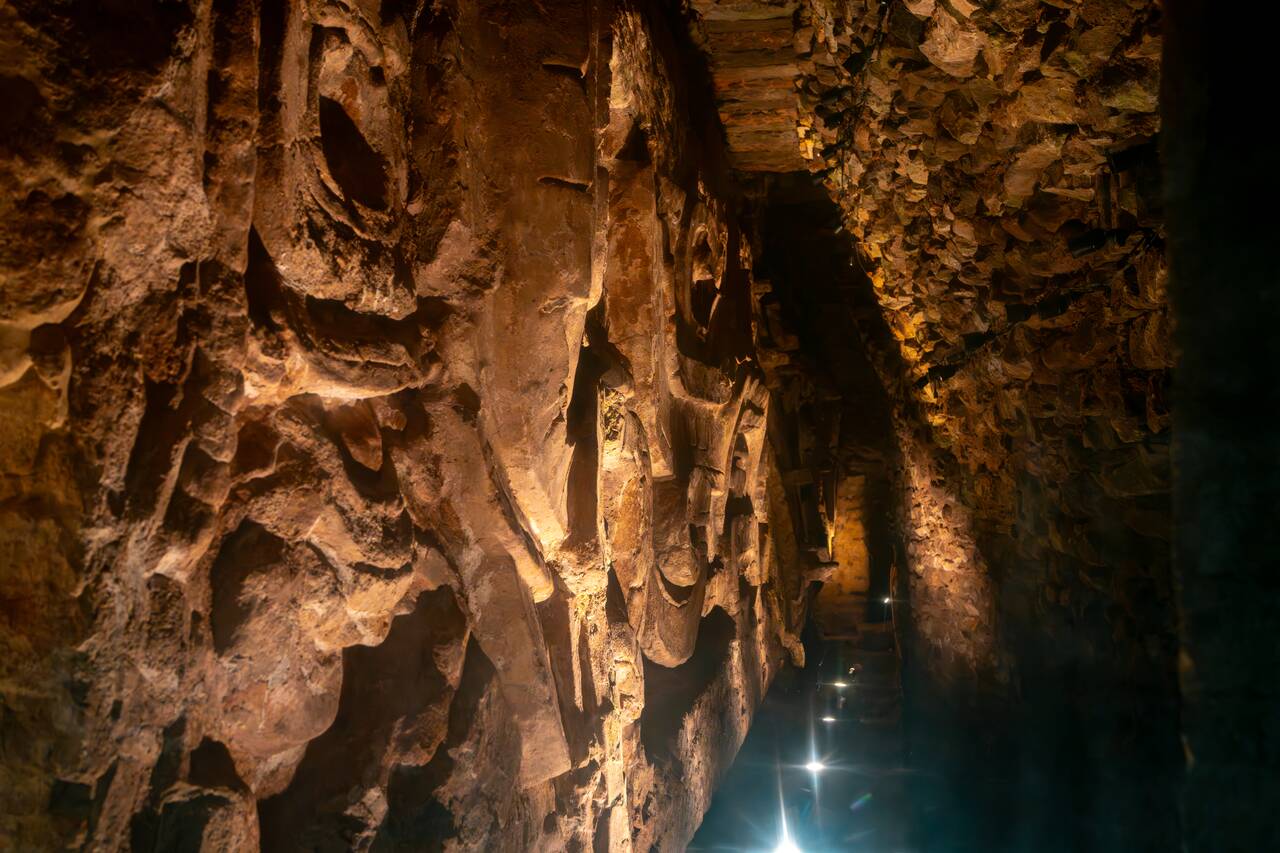 The original Rosalia temple seen from the tunnel in Copan