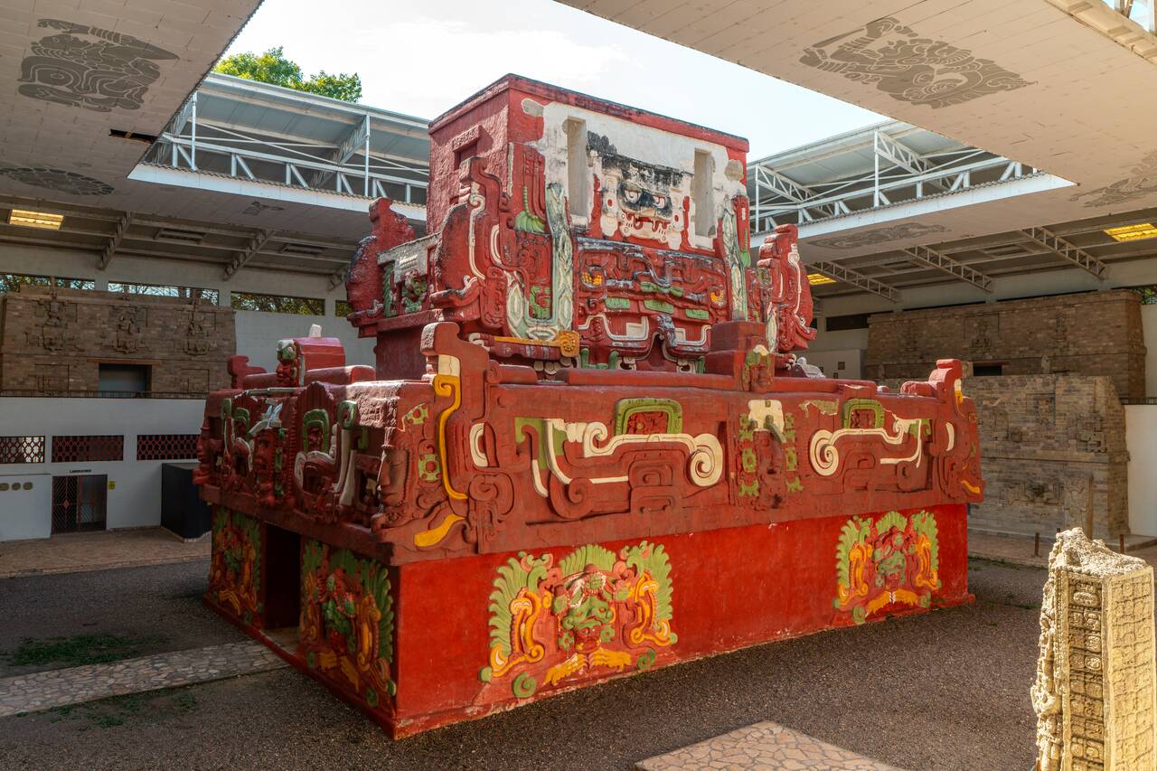 the Replica of Rosalia Temple at Copan Maya Sculpture Museum