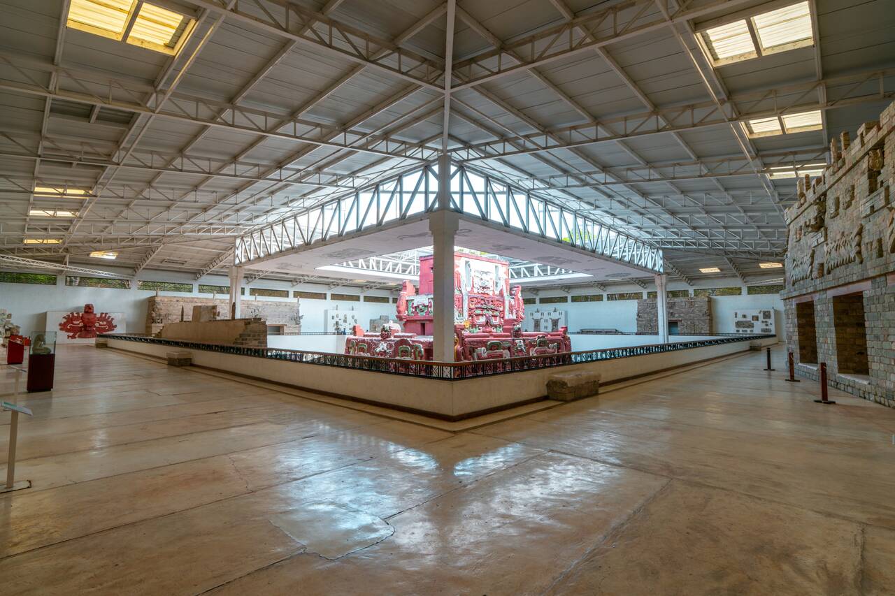The interior of Copan Maya Sculpture Museum