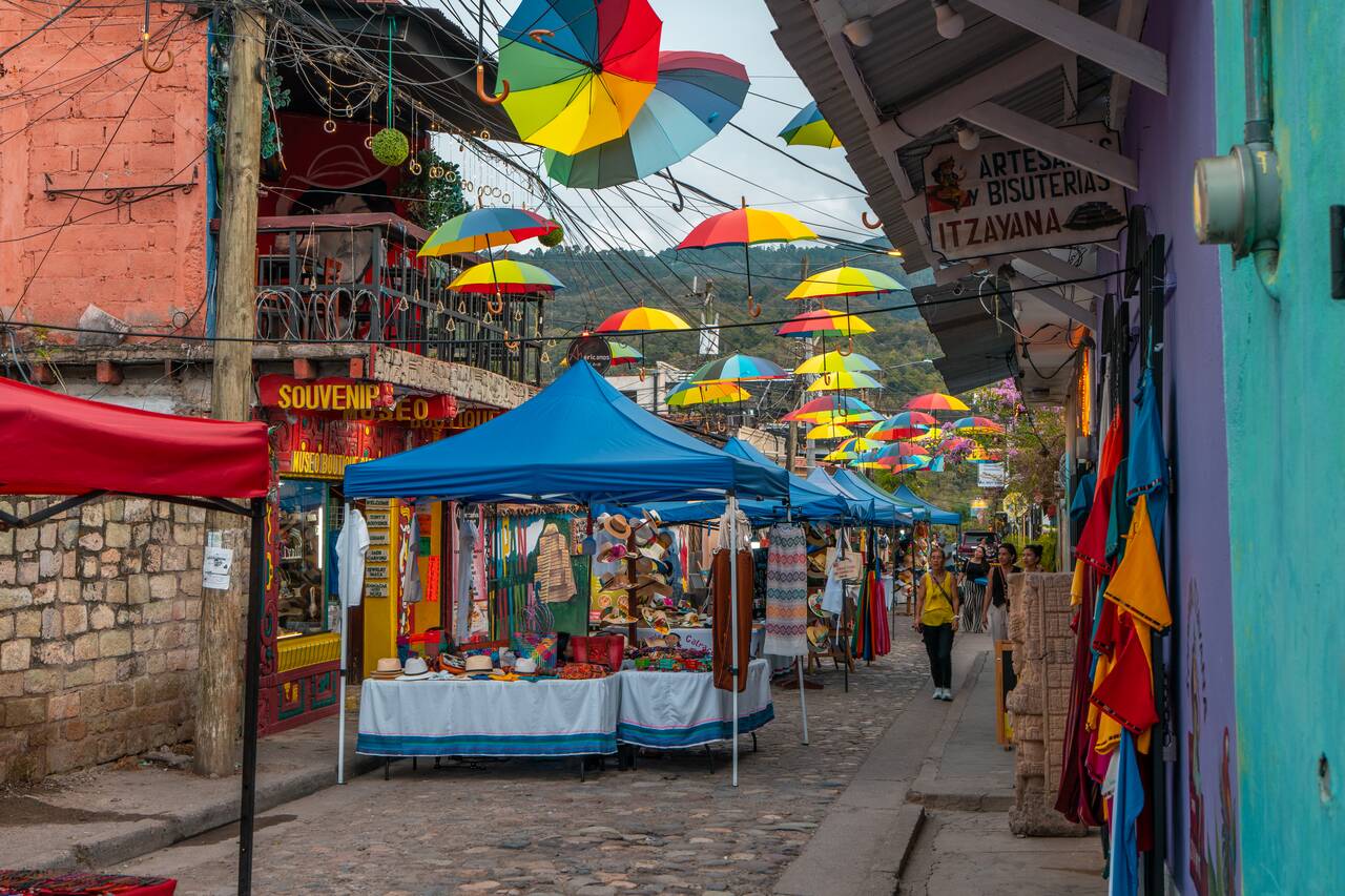 A market on the streets of Copan