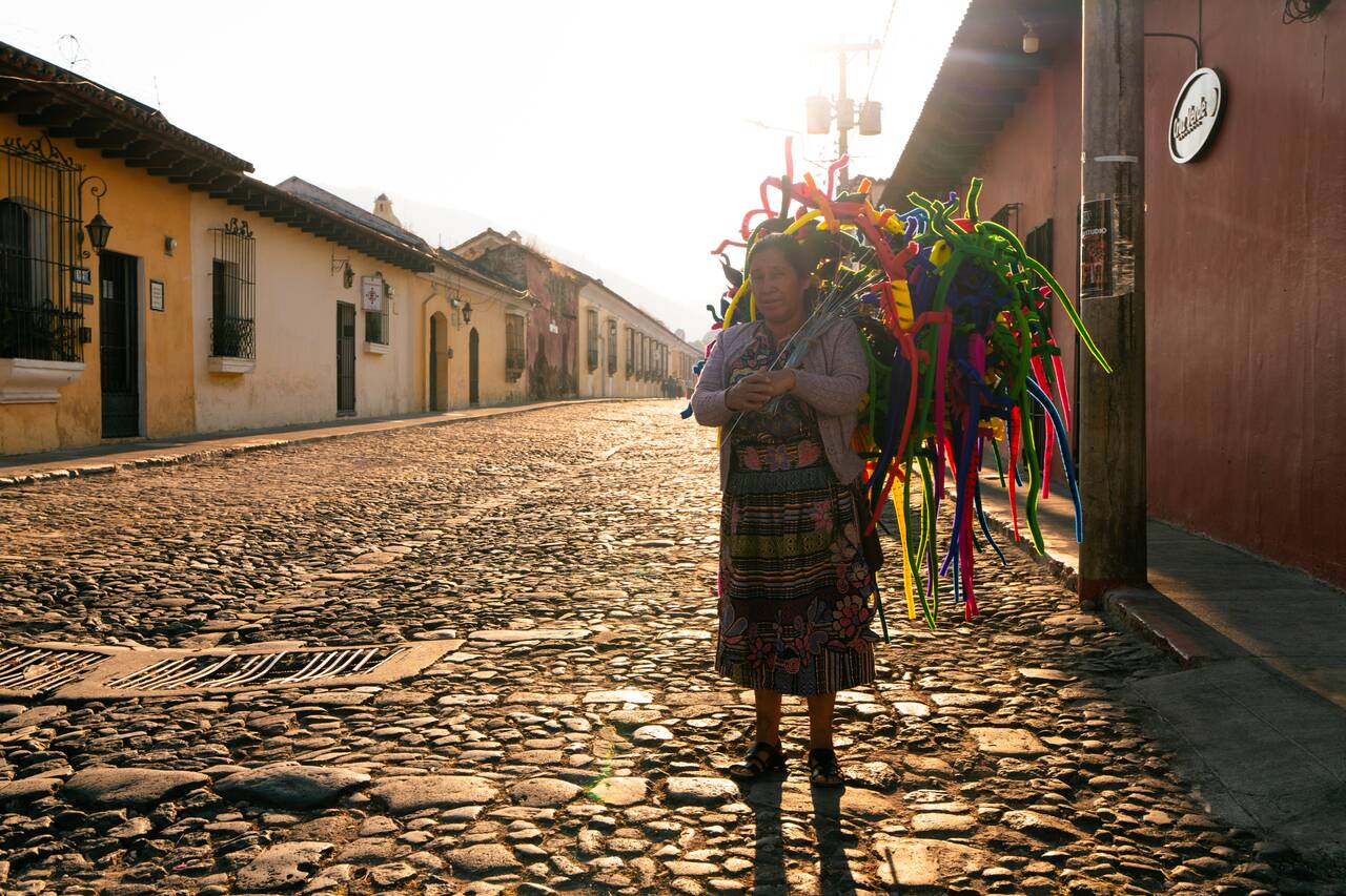 A local lady selling things on the street of Antigua