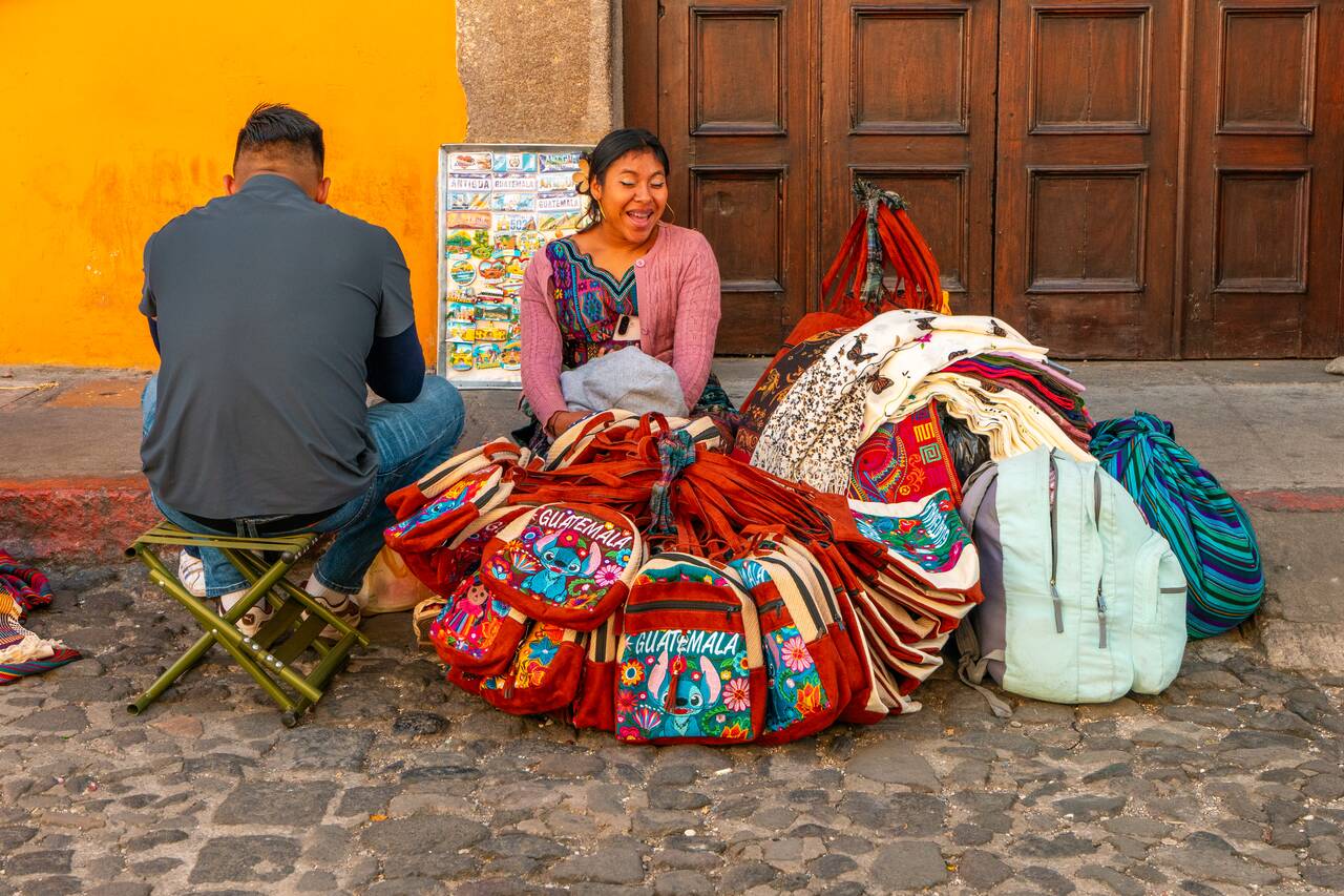 Locals selling handbags in Antigua