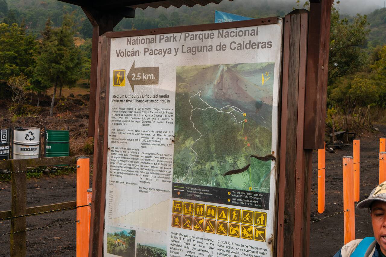 The map of Pacaya Hike at the Visitor's center