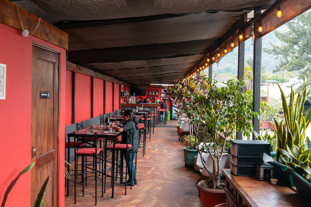 the seating area at Cafe Sky Bar