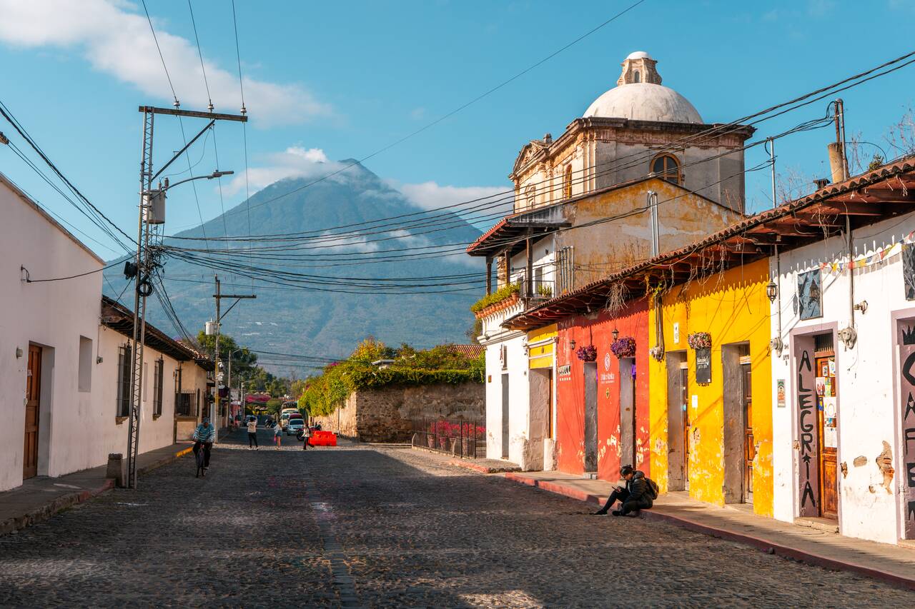 The beautiful street of Antigua on a clear day