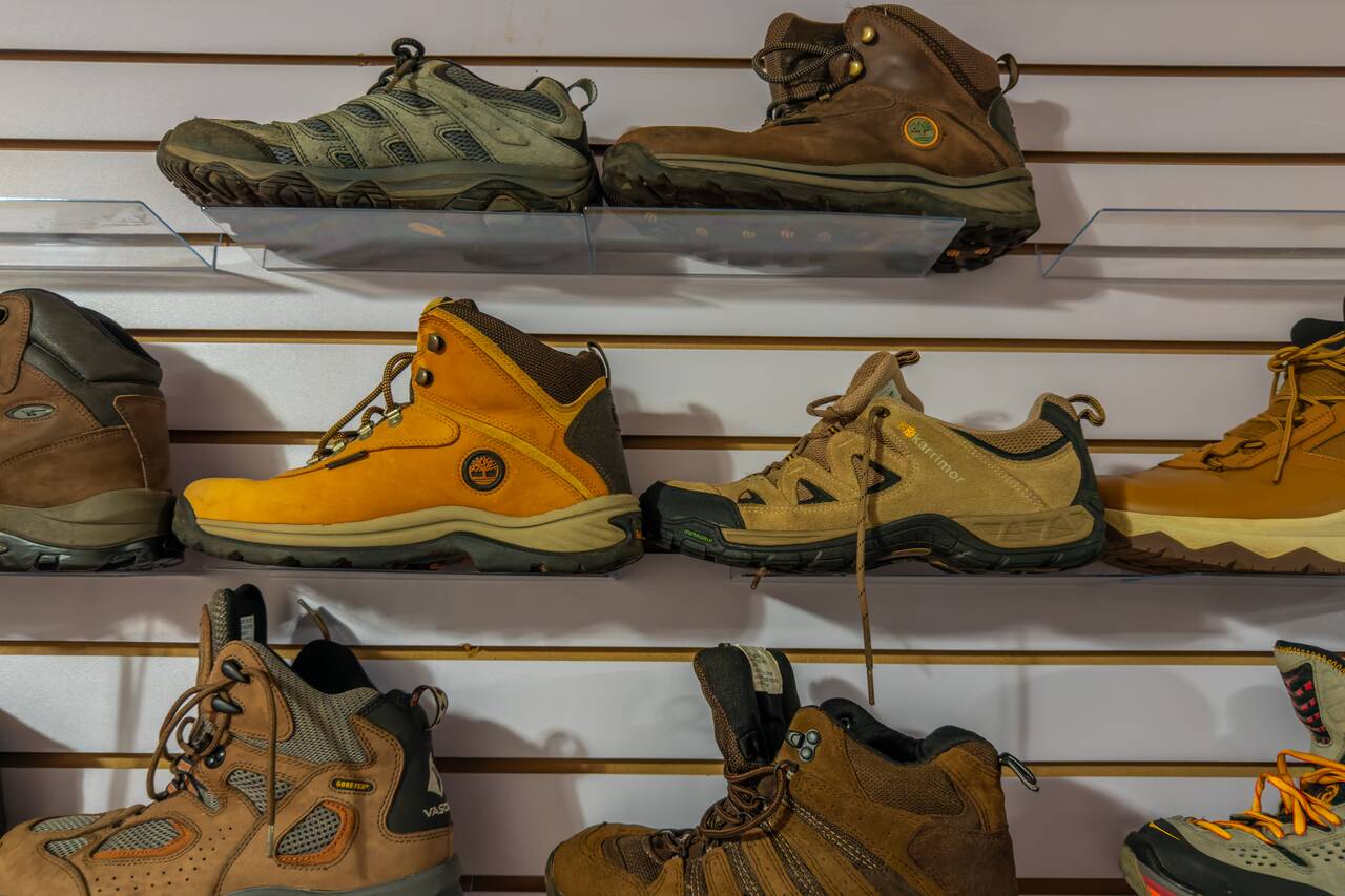 Hiking shoes available to rent before Acatenango
