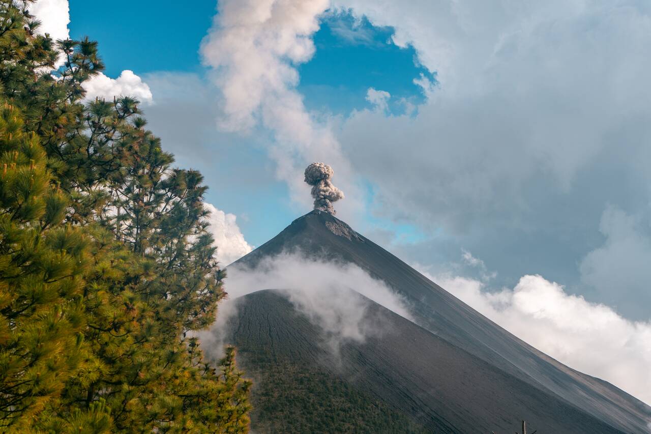 My first sight of Fuego eruption from my campsite
