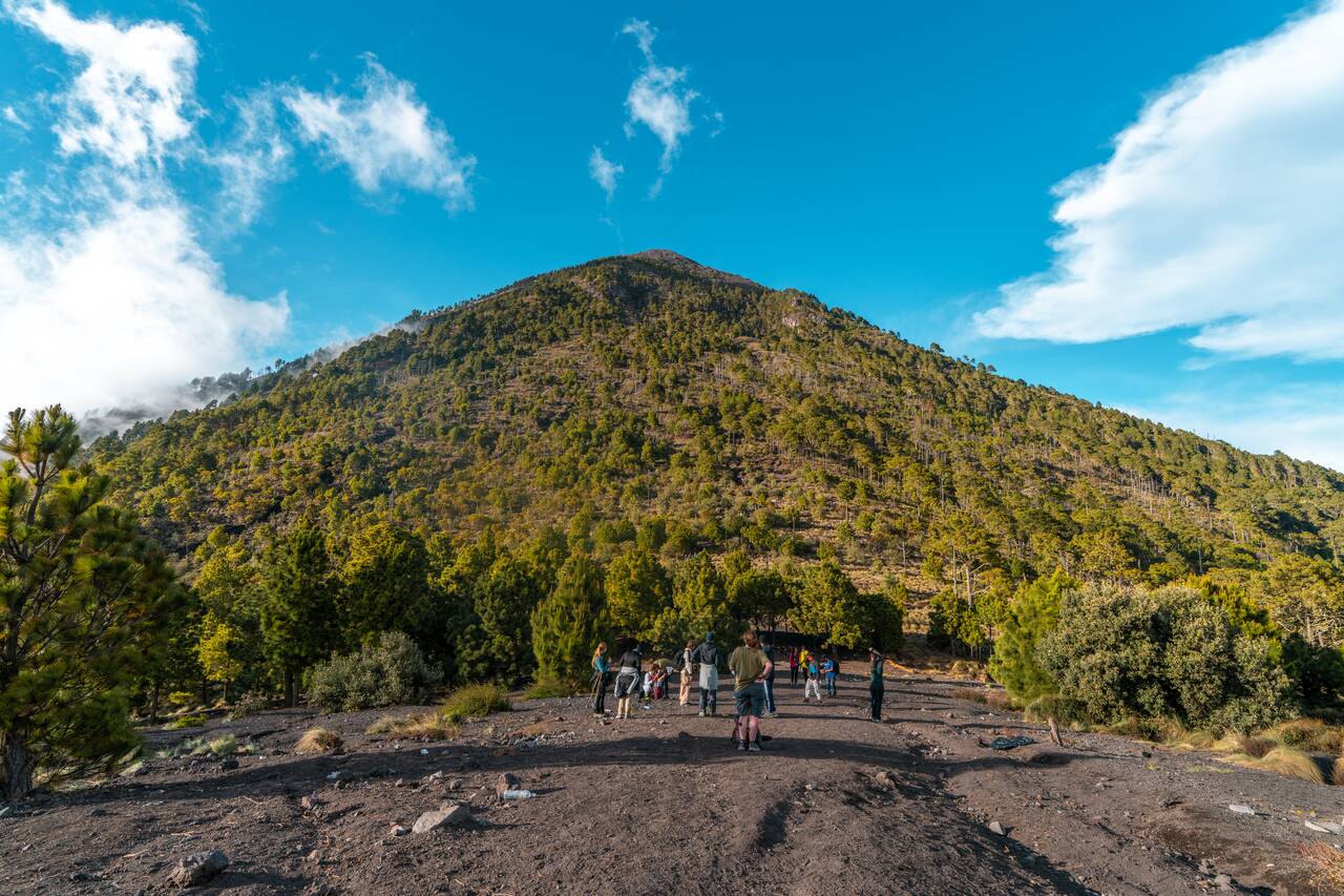 The rest stop at the bottom of the hike to Fuego