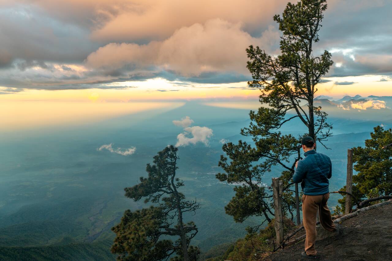 Acatenango shadow casted onto the landscape at sunrise