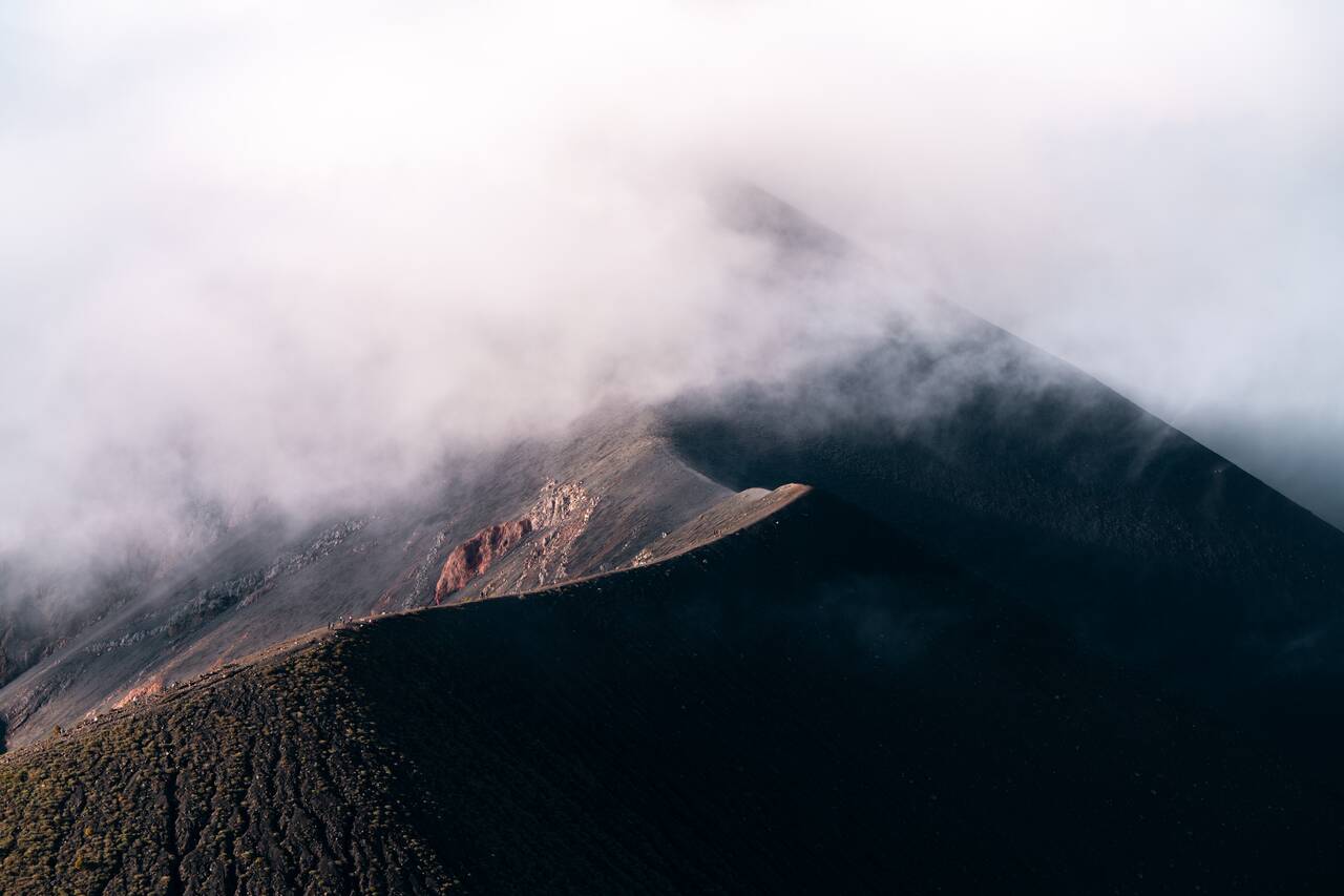 A cloud covering the summit of Fuego
