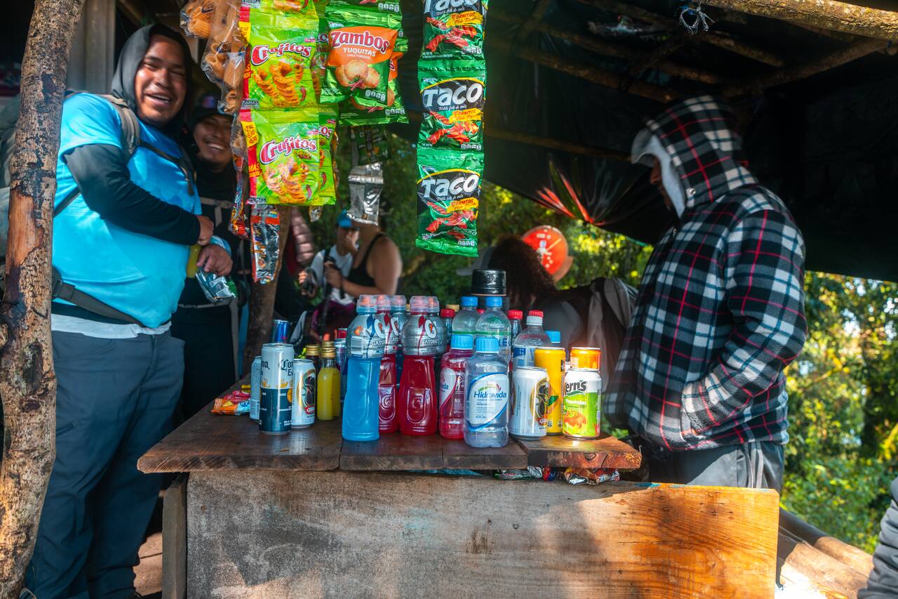 Our guides buying snacks along Acatenango Trail