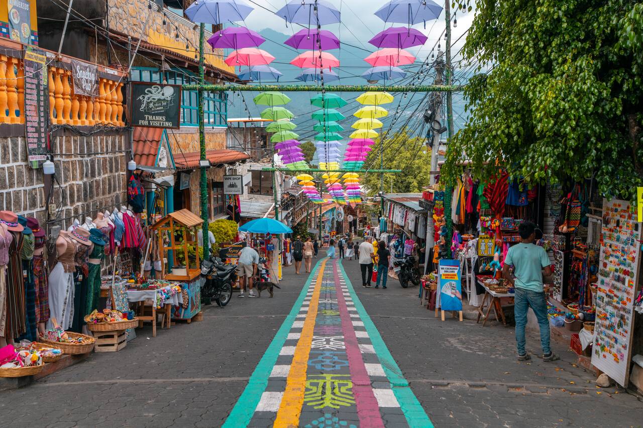 The main commercial street of San Juan La Laguna