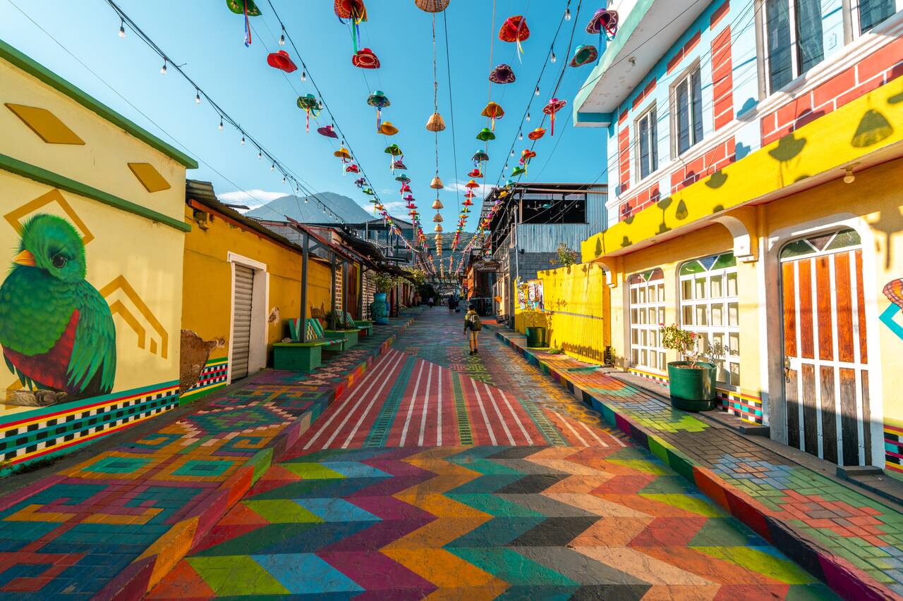 The colorful street of San Juan La Laguna