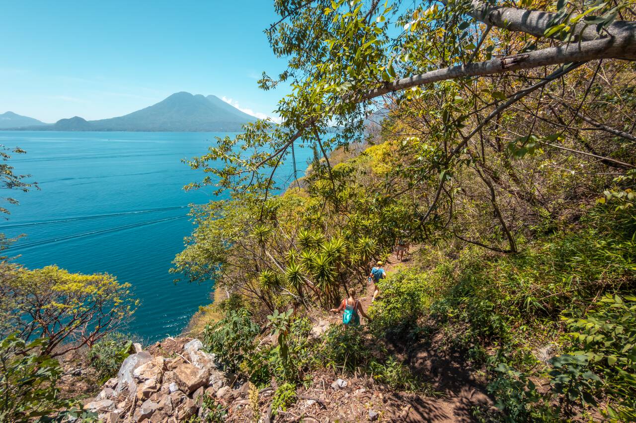 People hiking along the Lower Mayan Trail