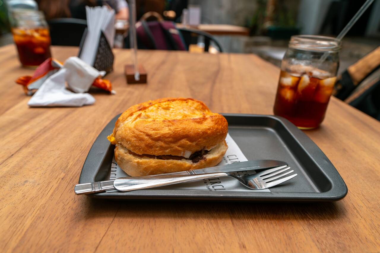 Ice brew and baked good I ordered at Circles Cafe & Bakery