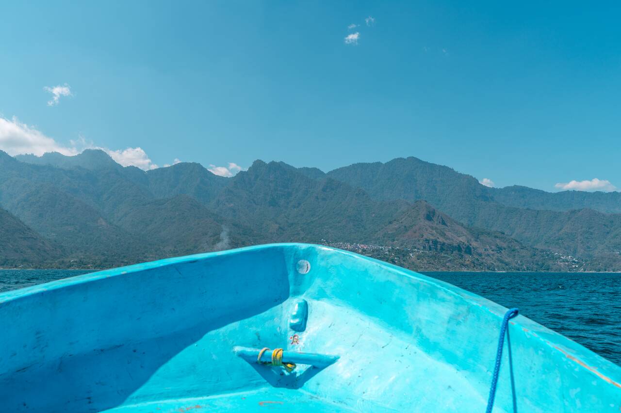 The view from the speed boat at Lake Atitlan