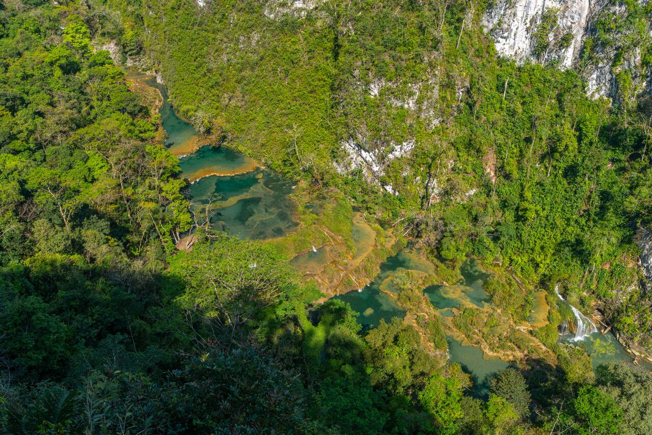 Semuc Champey famous cascade seen from the viewpoint