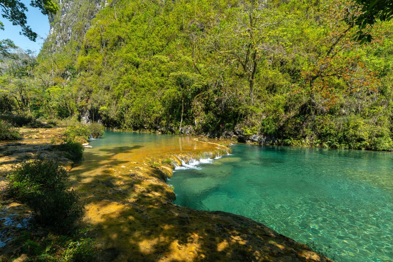 The beautiful Turquoise Limestone Pools in Semuc Champey