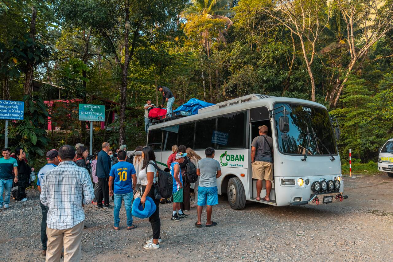 A bus at Lanquin bus terminal