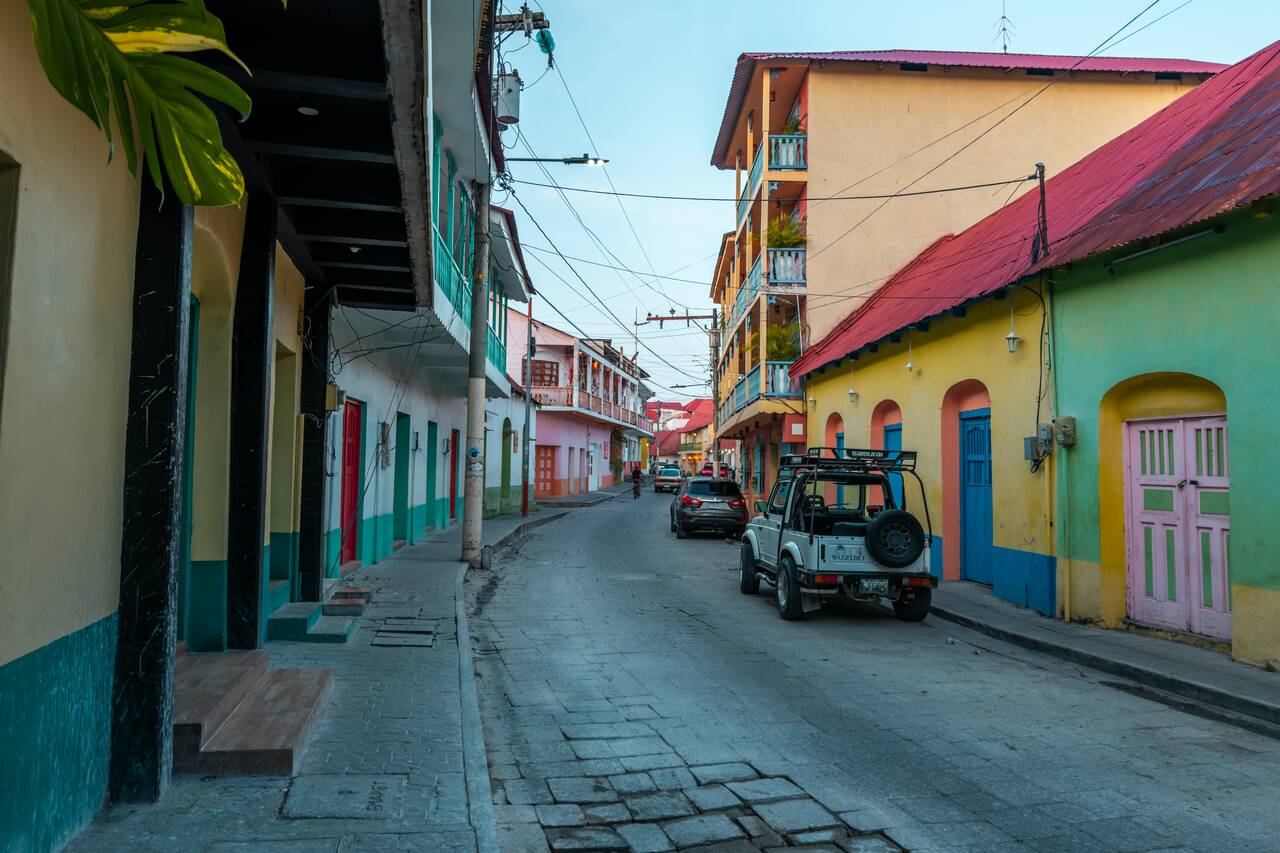 Colorful houses on Flores Island