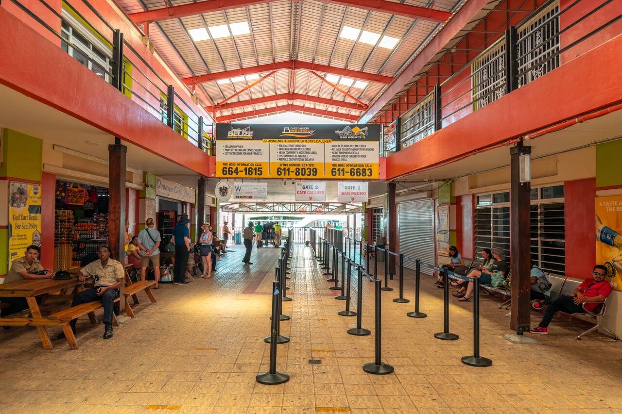 Inside the ferry terminal