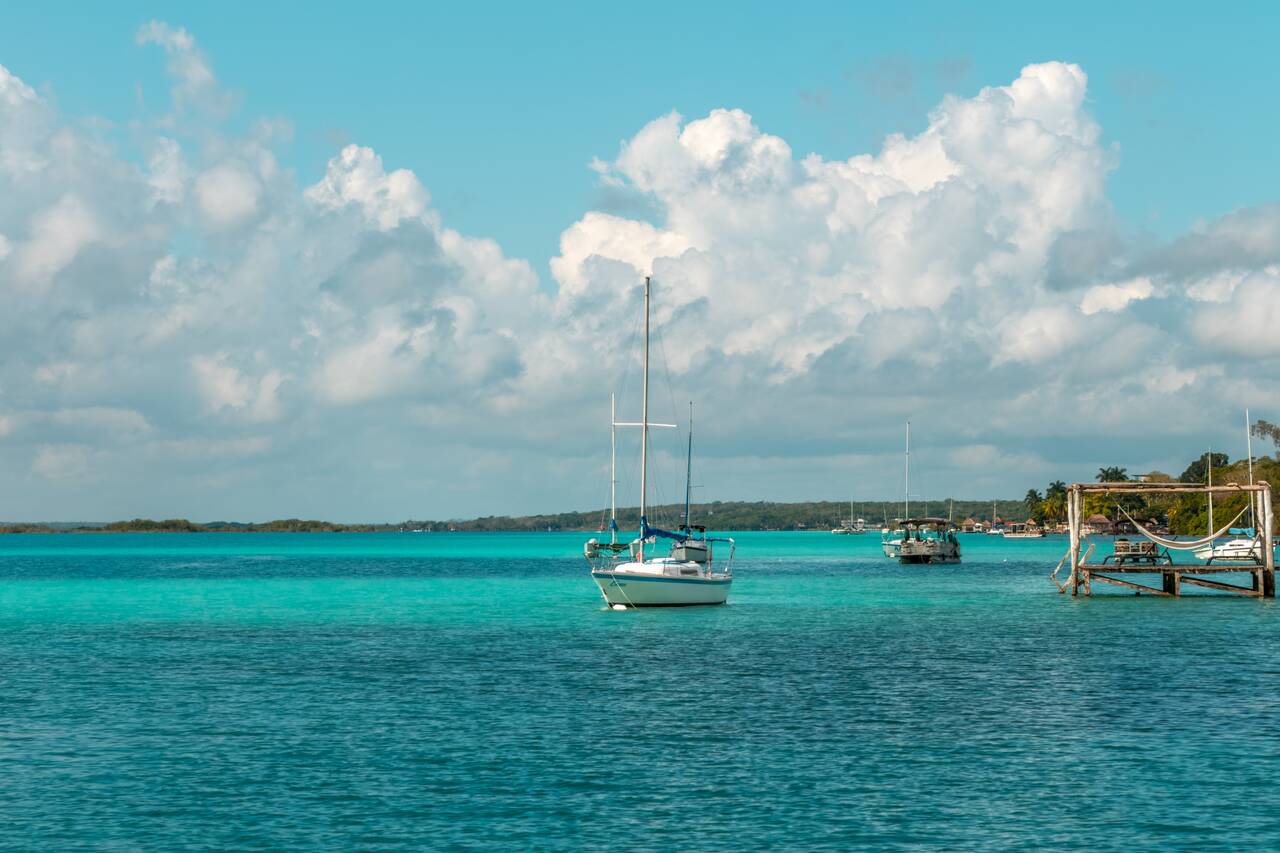 A sailboat in Bacalar