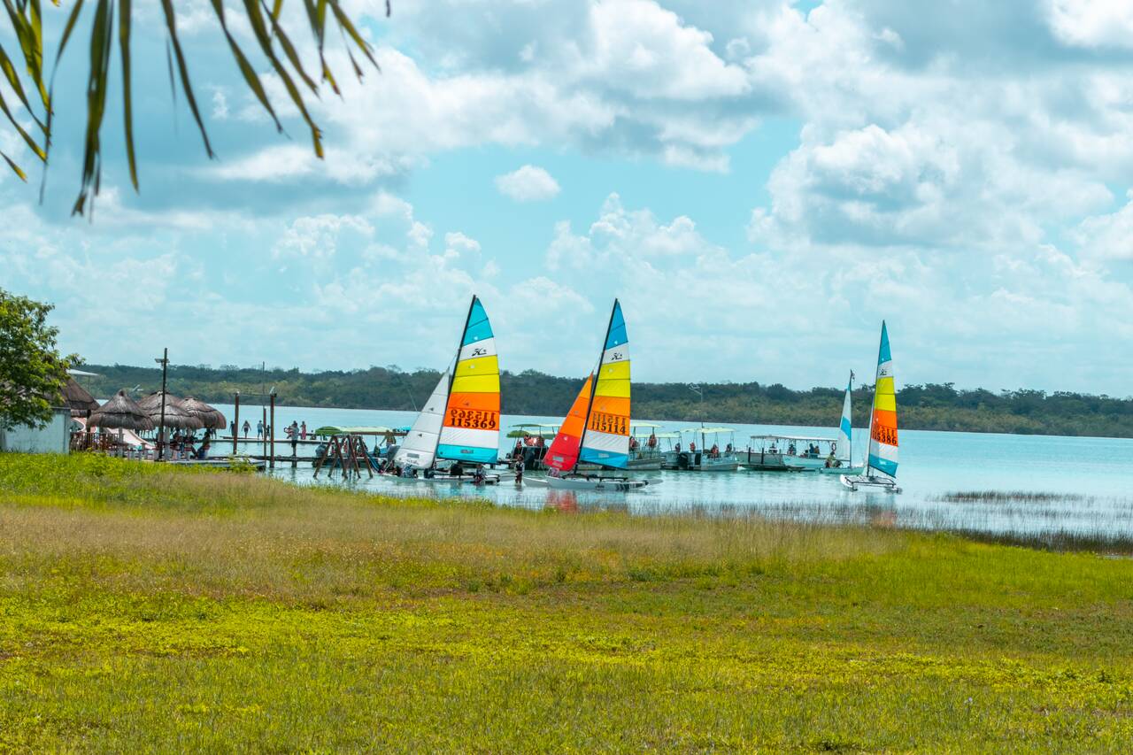 plenty of sailboats in Bacalar