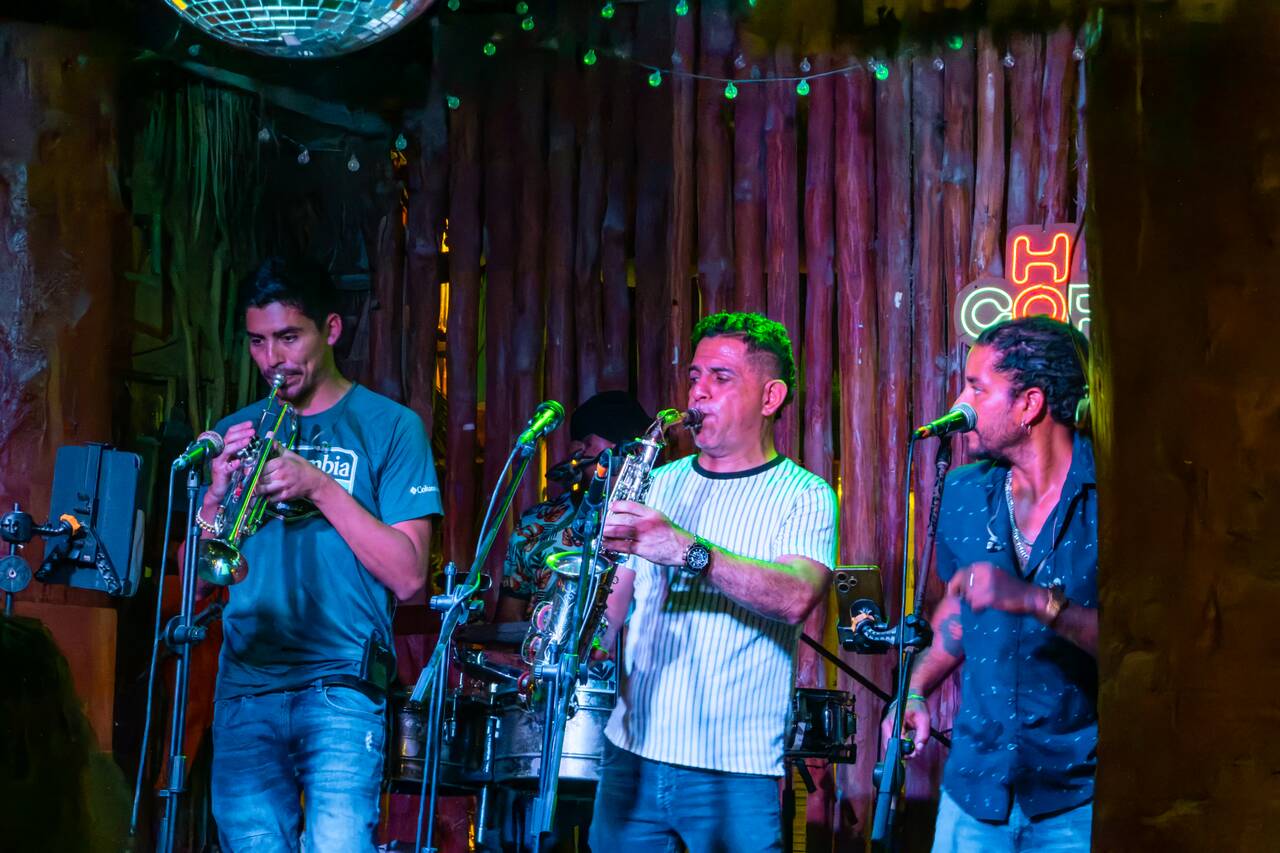 A local band performing at the Hot Corner in Holbox