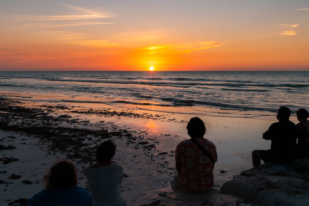People watching the sunset in Holbox