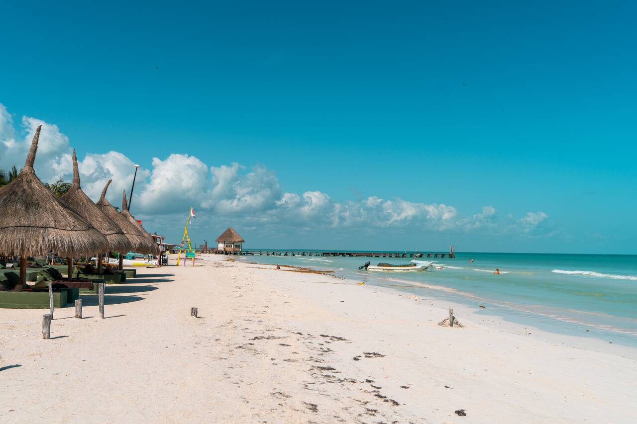 Long white sand beach at Playa Holbox