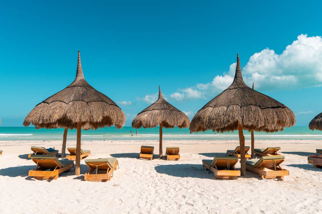 Holbox beach and seating area