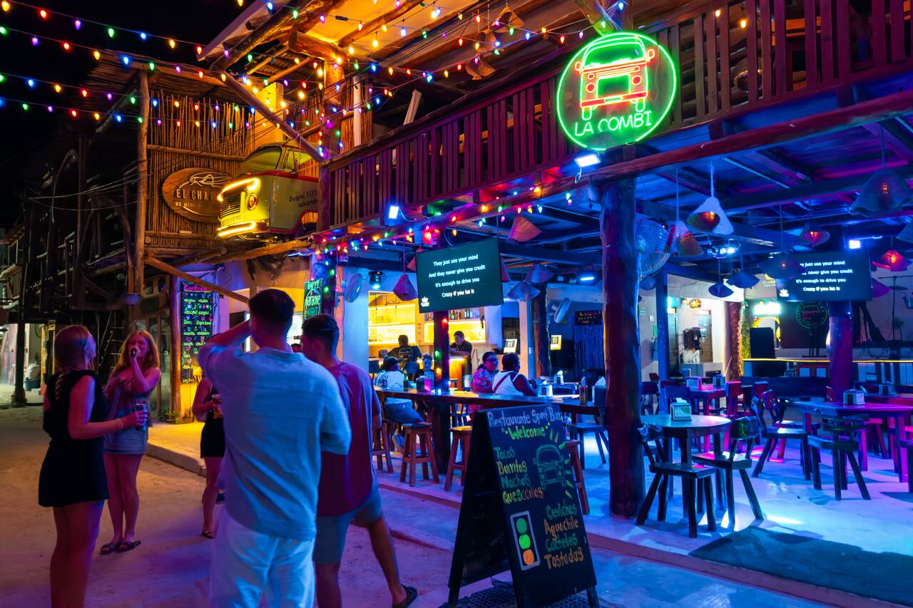 People singing at a karaoke bar in Holbox