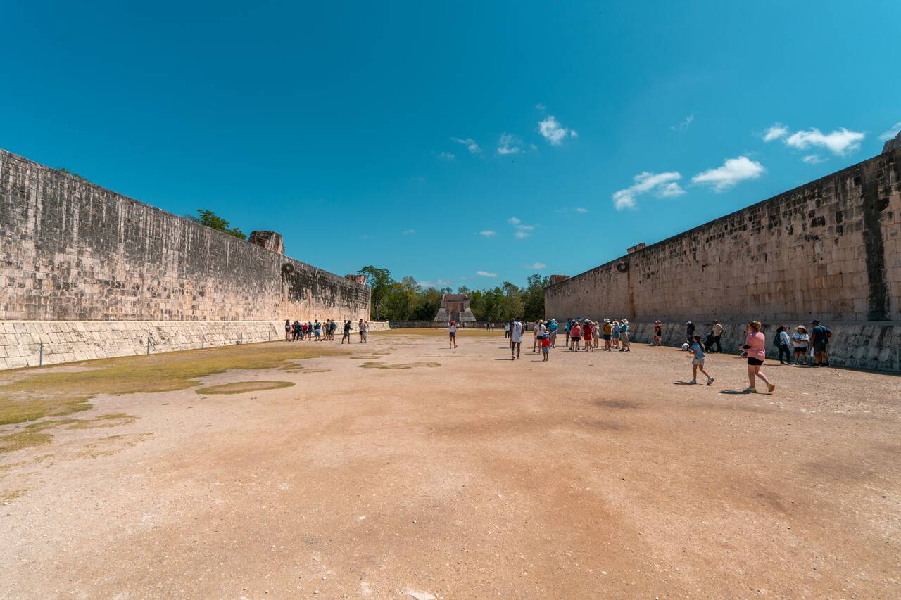 The massive ball court at Chichen Itza