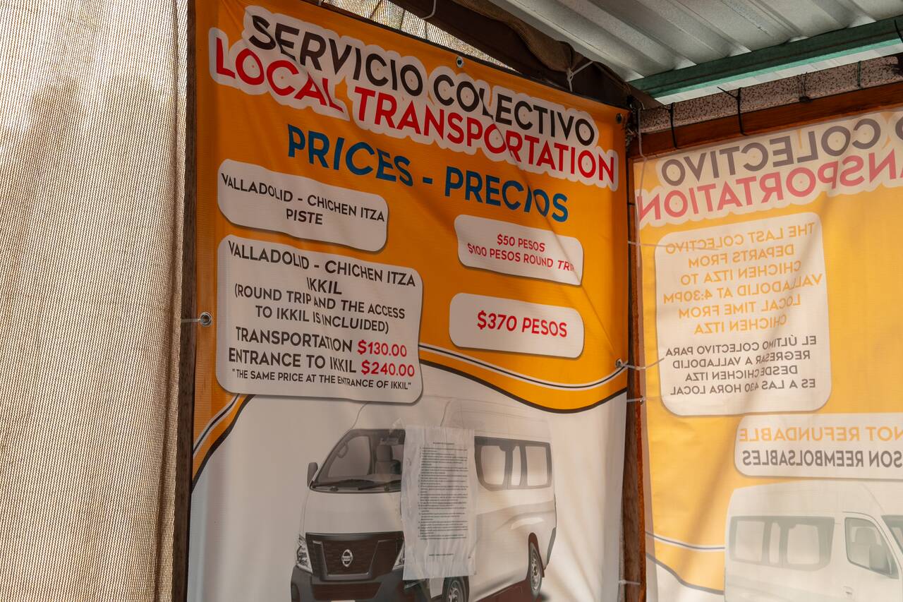 Price lists of colectivo to Chichén Itzá and Ik Kil