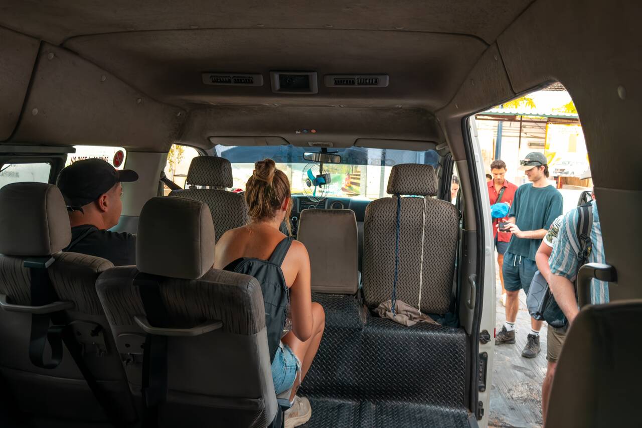Inside the colectivo to Chichén Itzá from valladolid