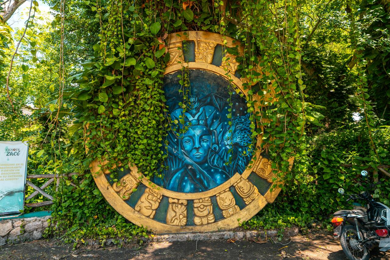 A mural at Cenote Zací
