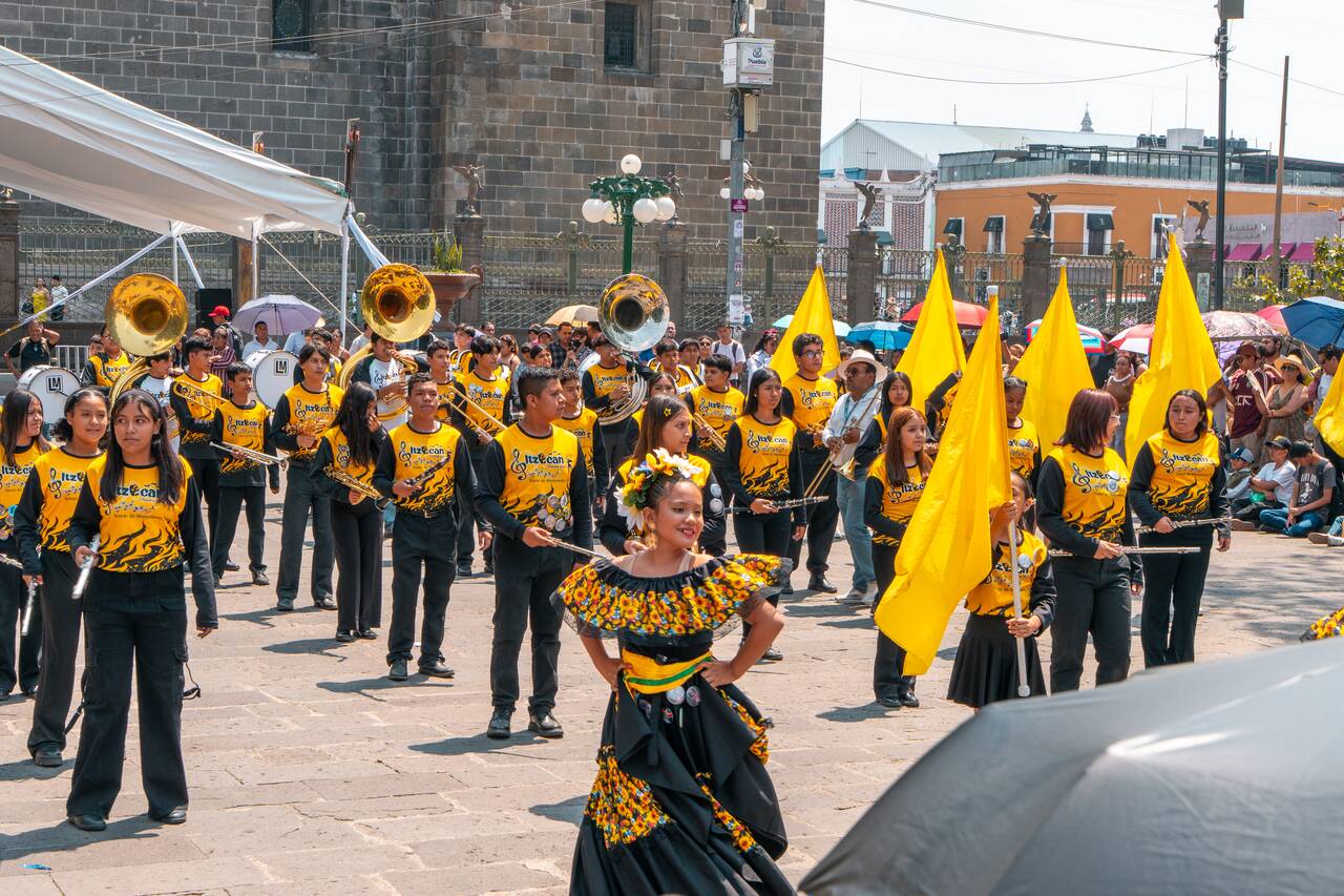 School band celebrating Cinco de Mayo at Puebla