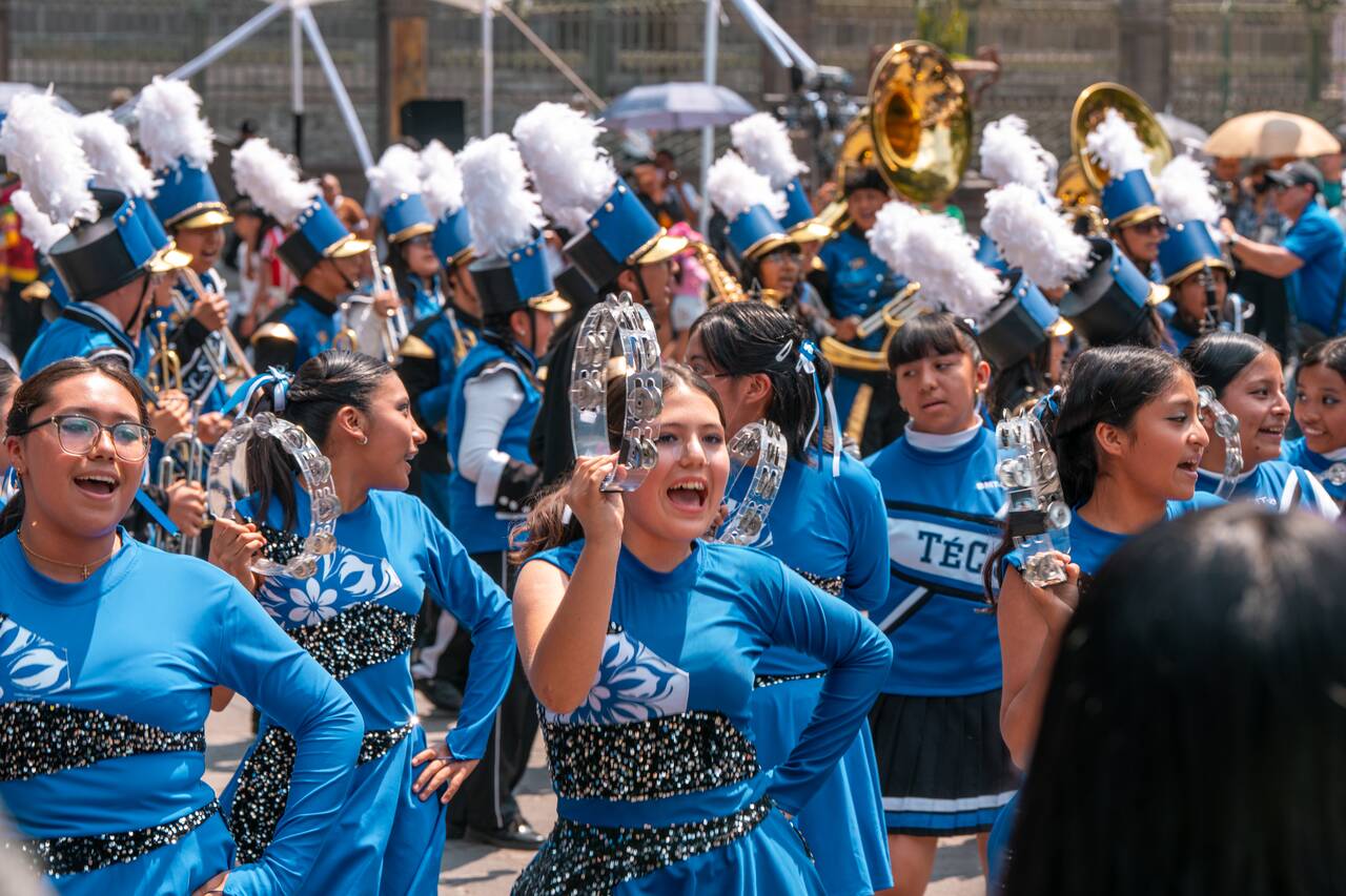 Another school band performing at Puebla's Historic Center
