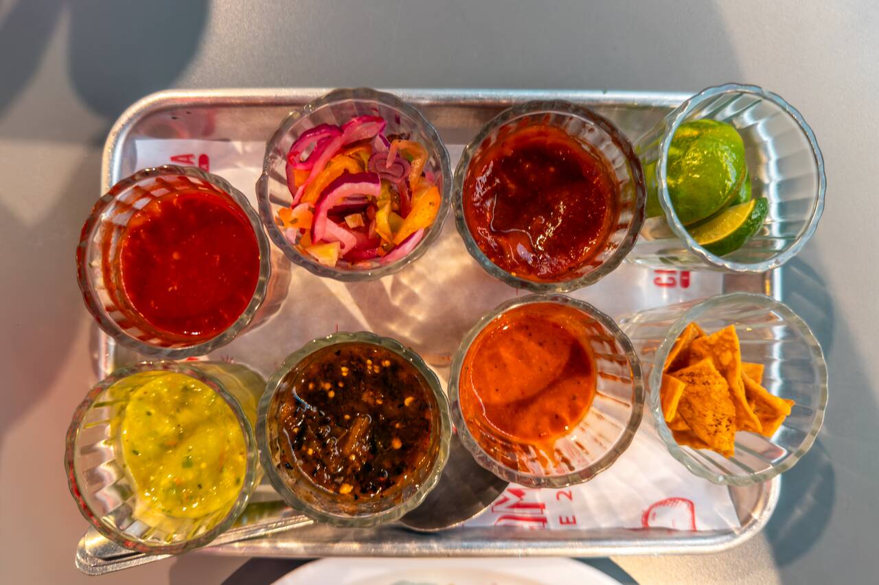 All the sauces they gave you at Chinampita