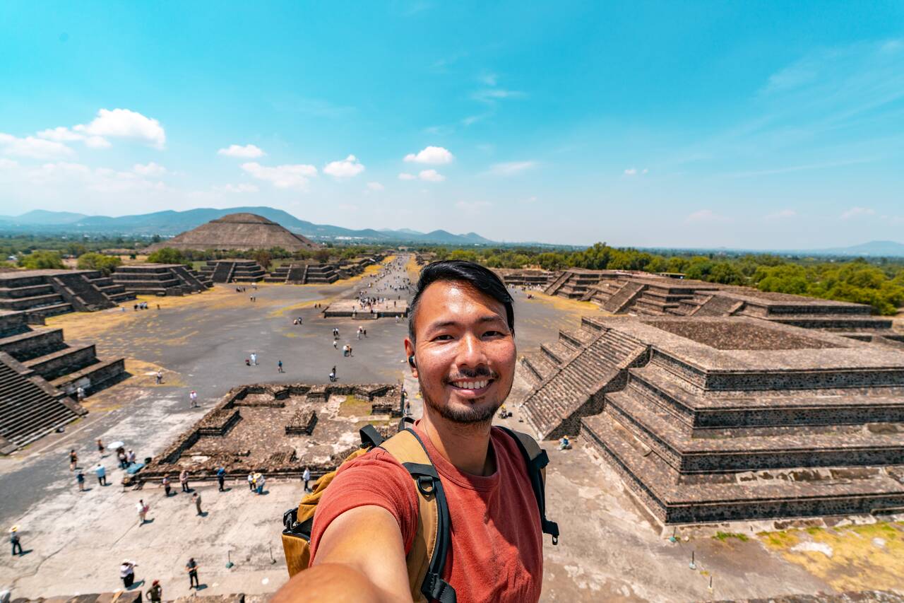 A selfie of me at the top of the Pyramid of the Moon