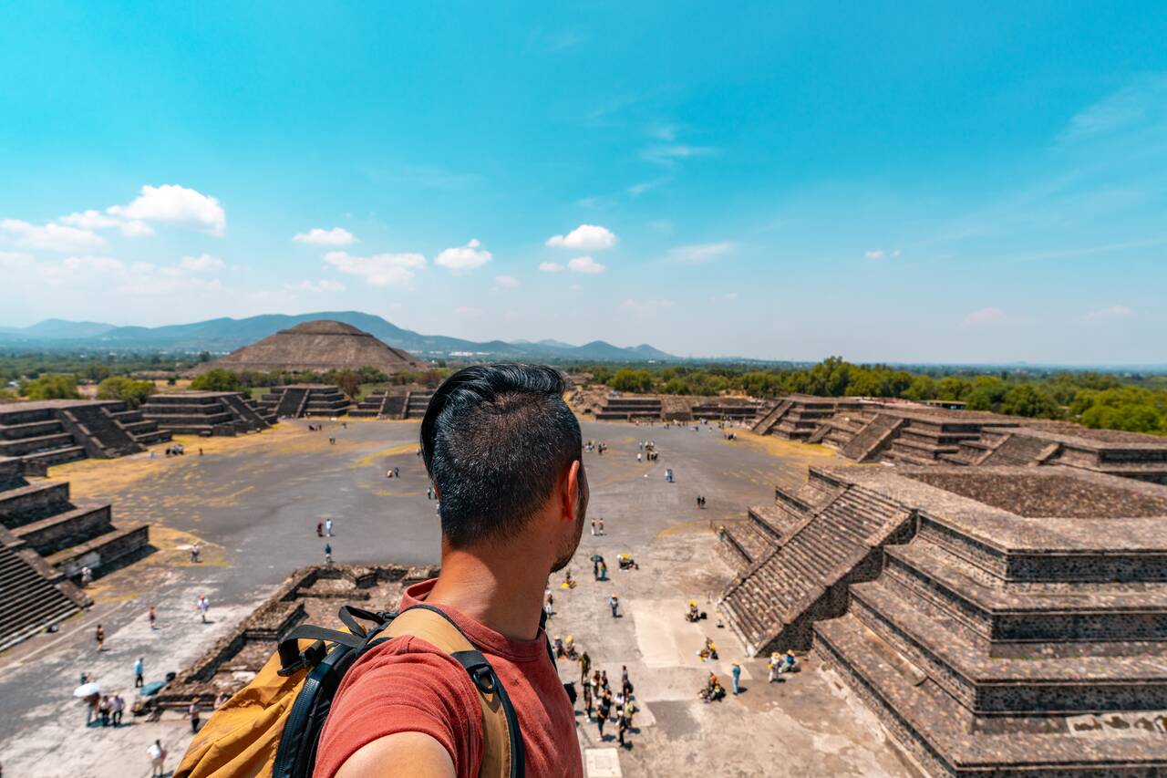 Me looking at Teotihuacan from the top of Pyramid of the Moon
