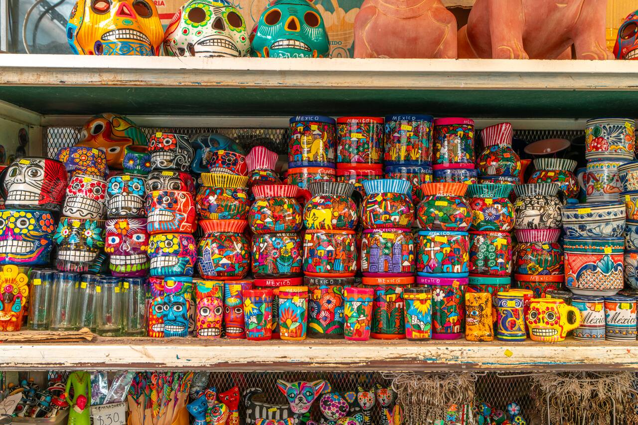 color souvenirs at Mercado de Artesanías La Ciudadela