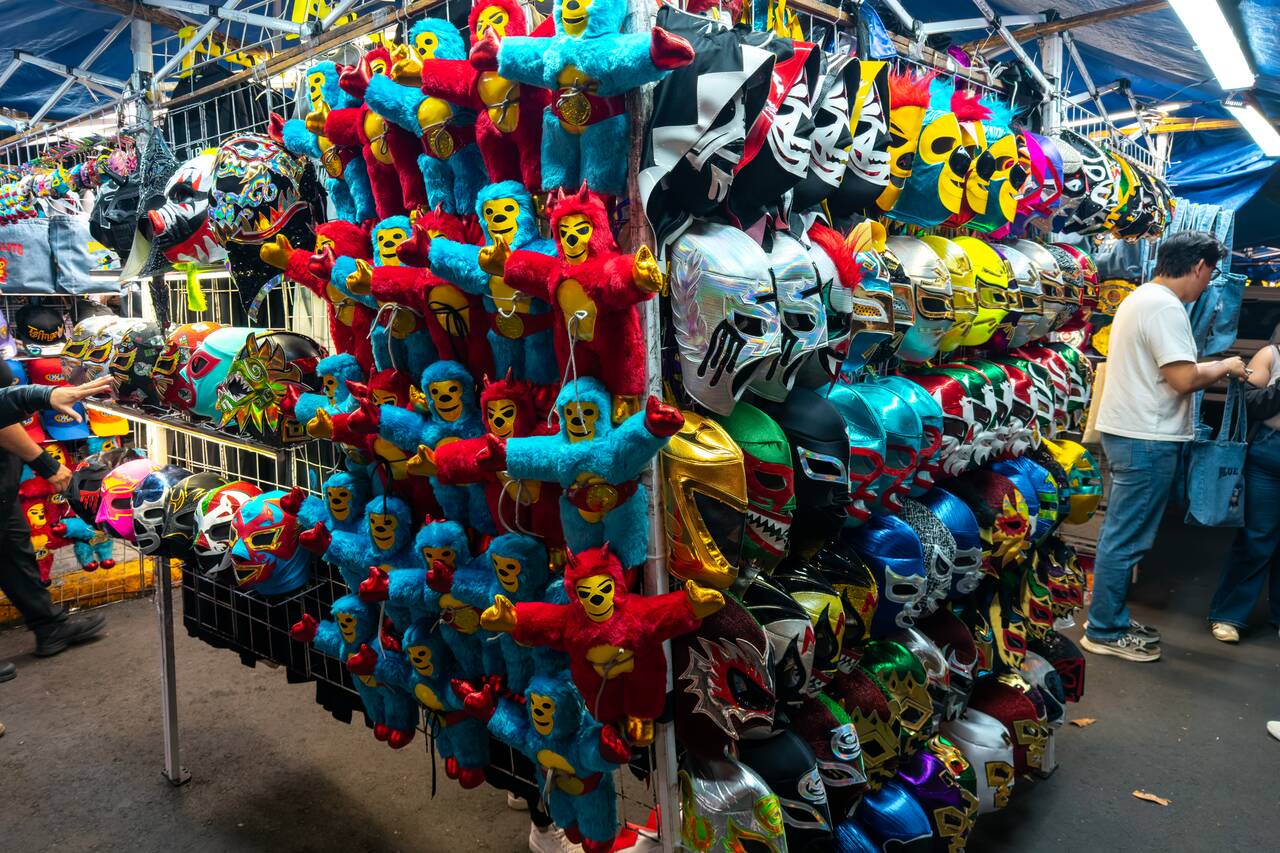 Shop selling masks at Lucha Libre show