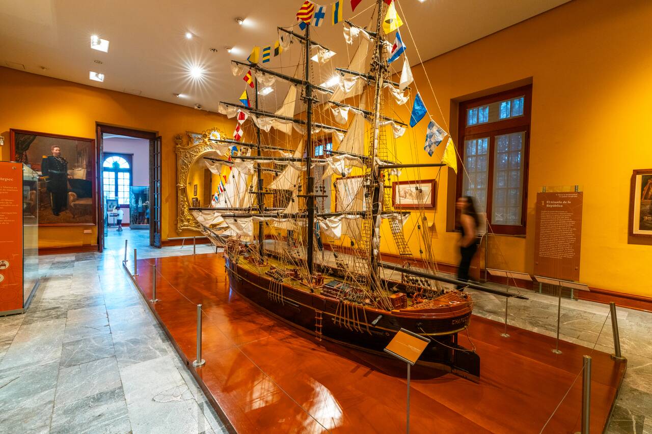 An exhibition inside Chapultepec Castle