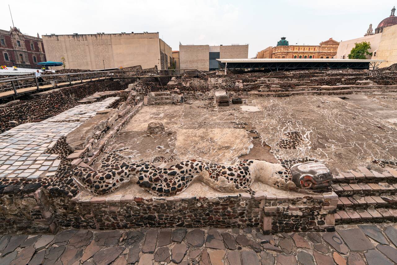 A snake sculptures at Templo Mayor Museum