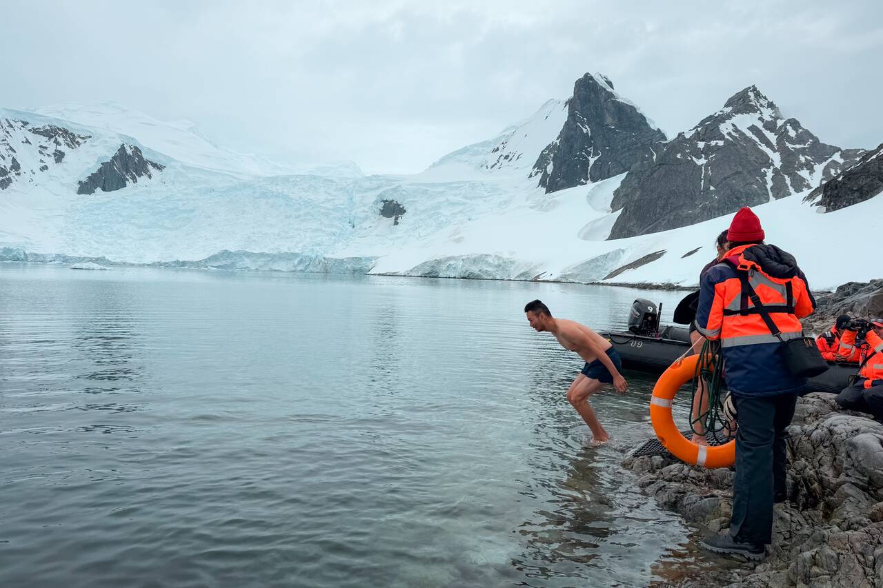 Me getting ready to do polar plunge in Antarctica