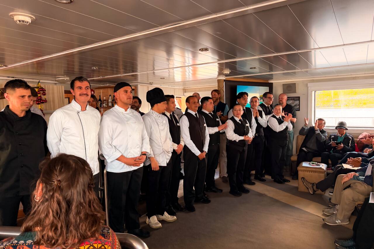The staff on board the Ushuaia ship