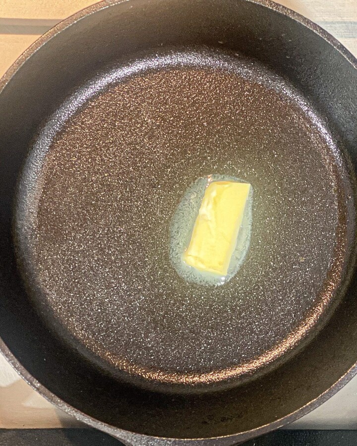 Melt some butter in a skillet pan on medium heat.