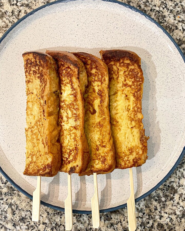 Cut the bread in half and make a bread stick.