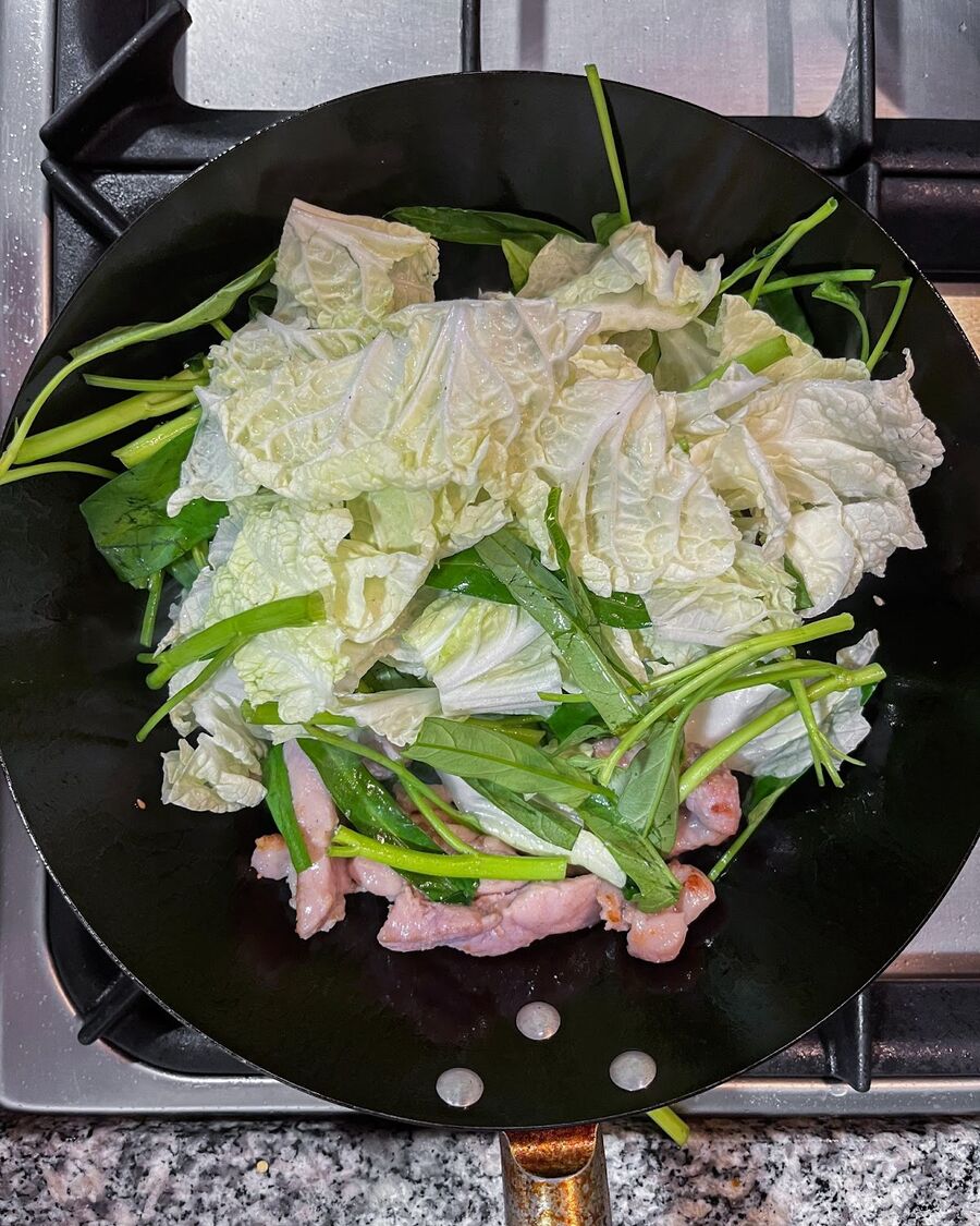 Add all of the vegetables and stir for a few minutes until they have softened.
